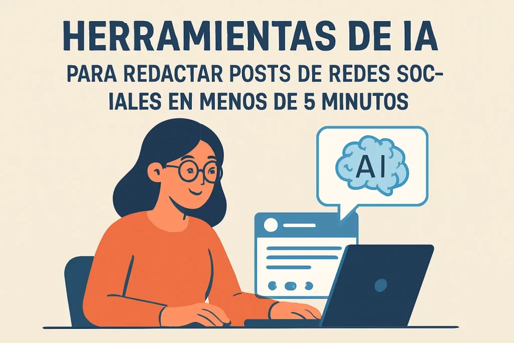 Herramientas de IA para redactar posts de redes sociales en menos de 5 minutos.