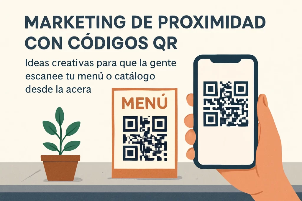 Marketing de proximidad con códigos QR: Ideas creativas para que la gente escanee tu menú o catálogo desde la acera.