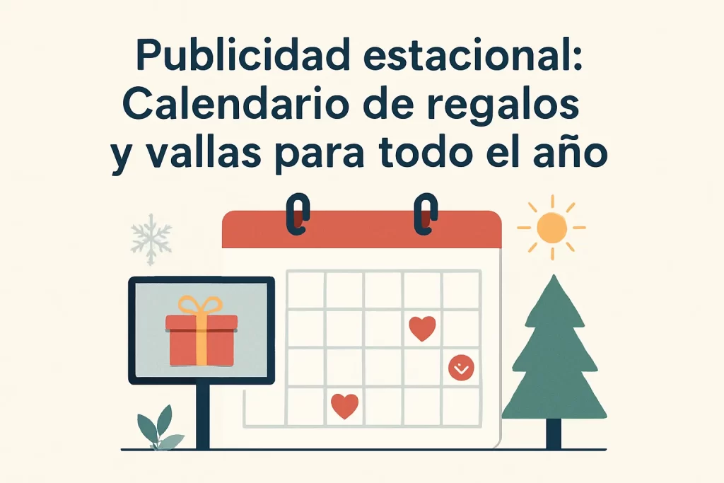 Publicidad estacional: Calendario de regalos y vallas para todo el año.